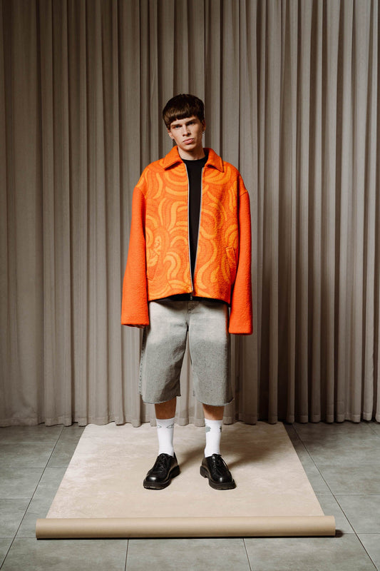 Orange double zip coat - Trytoupcycle