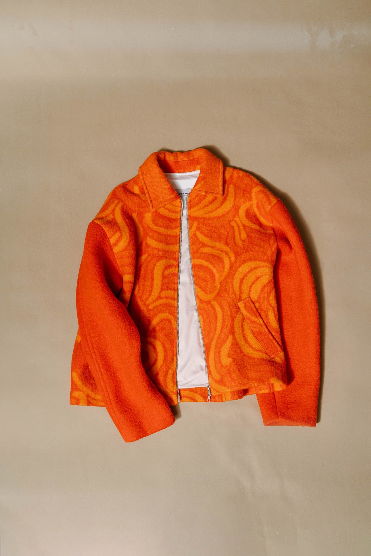 Orange double zip coat - Trytoupcycle
