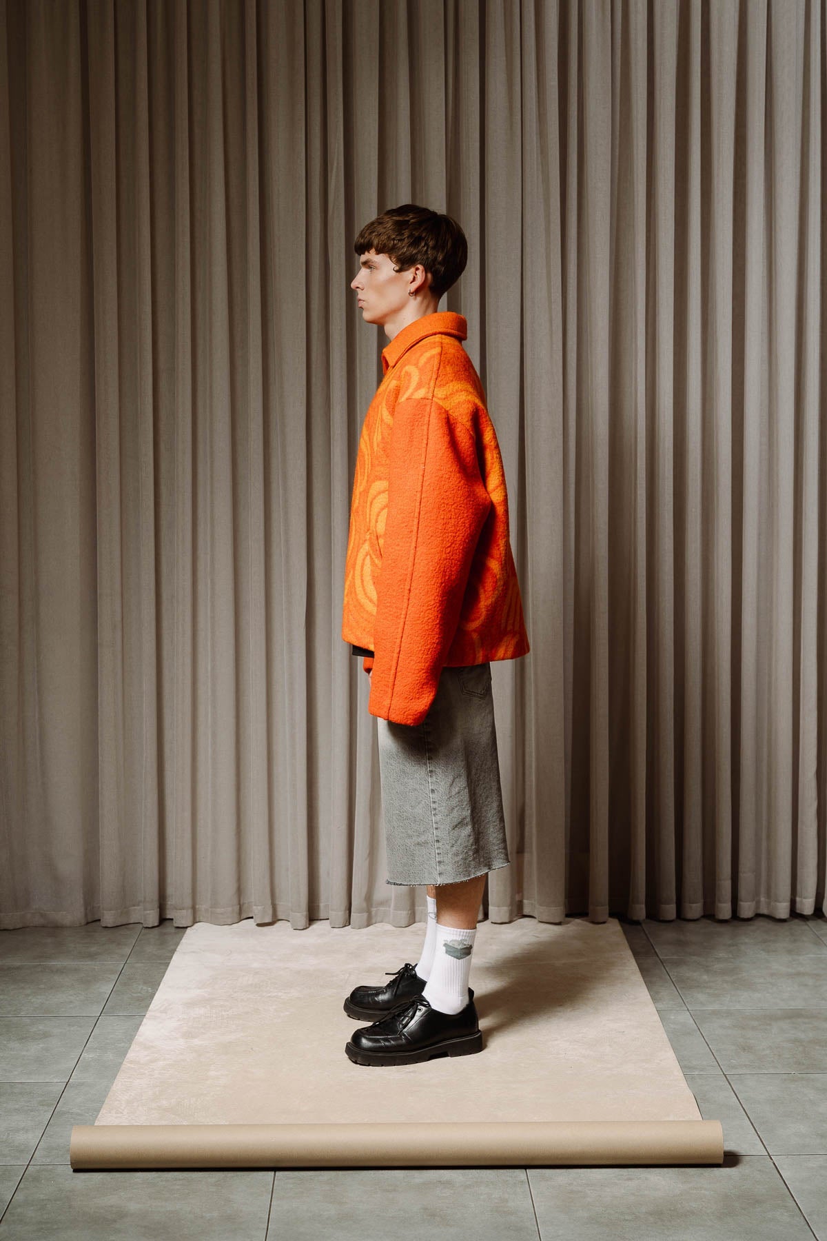 Orange double zip coat - Trytoupcycle