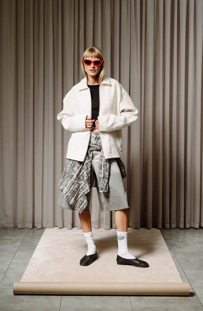 White double zip jacket - Trytoupcycle