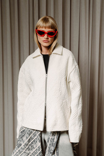 White double zip jacket - Trytoupcycle